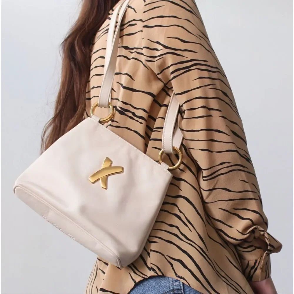 Paloma Picasso Ivory Leather Handbag Shoulder Bag